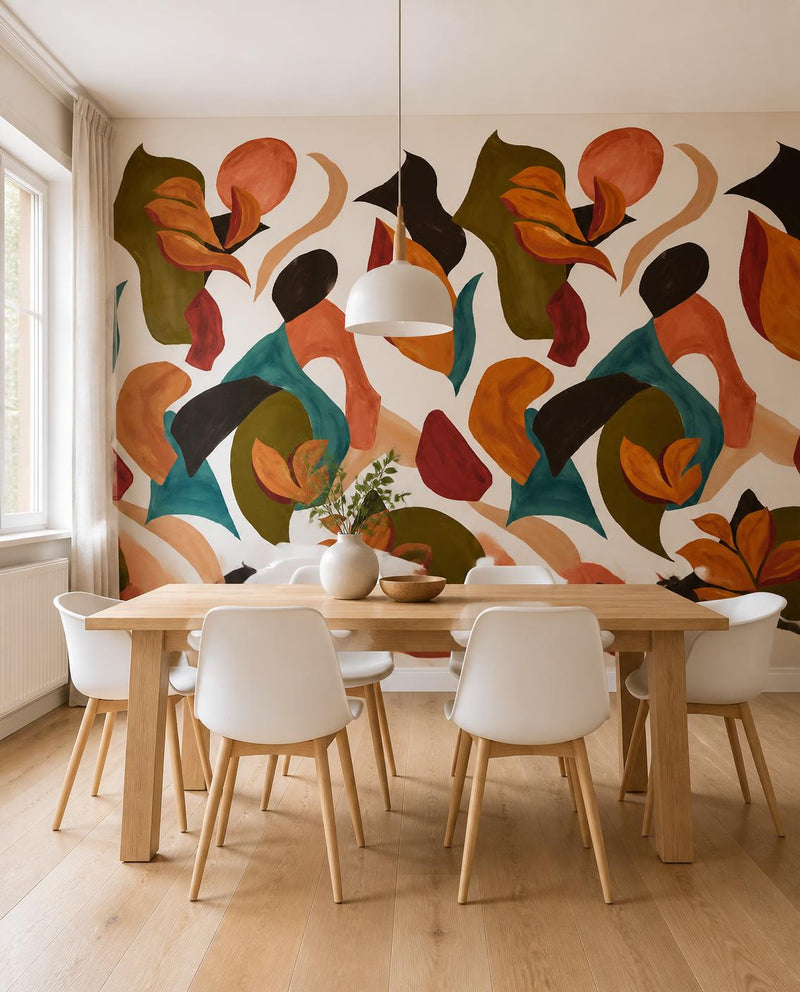 Fleurs abstraites — Papier peint panoramique sur mesure