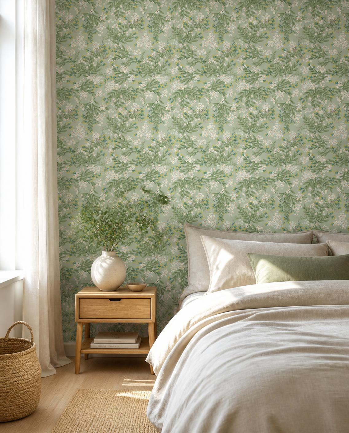 Feuillage vert tendre — Papier peint adhésif en rouleau 44 cm