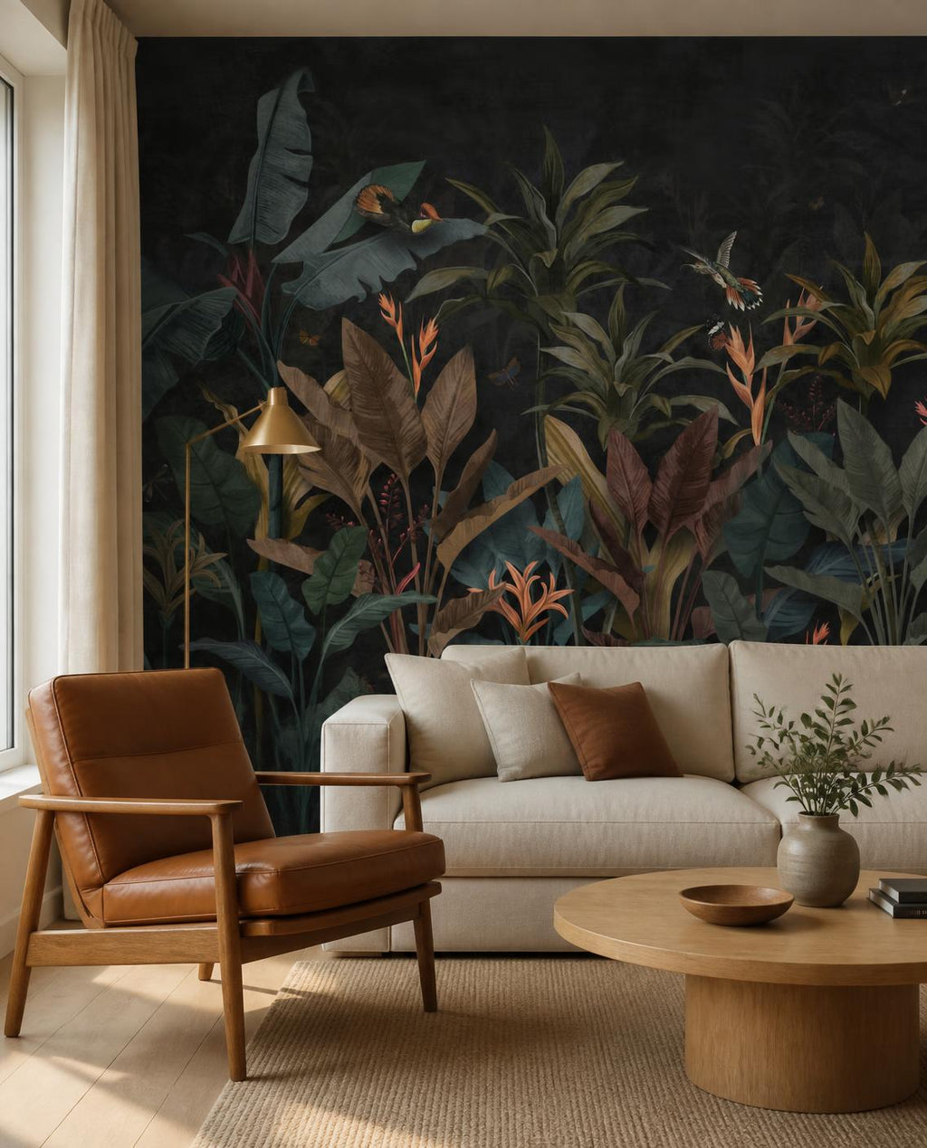 Jungle nocturne cuivre — Papier peint panoramique sur mesure