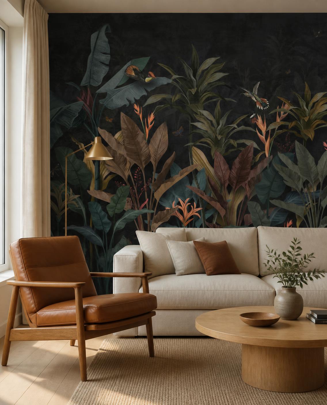 Jungle nocturne cuivre — Papier peint panoramique sur mesure