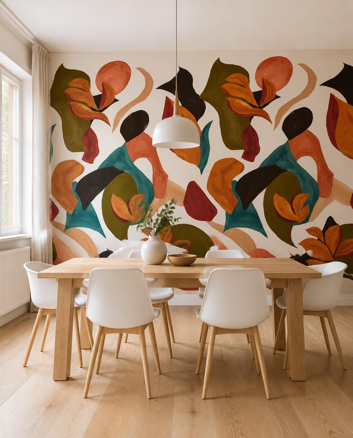 Fleurs abstraites — Papier peint panoramique sur mesure