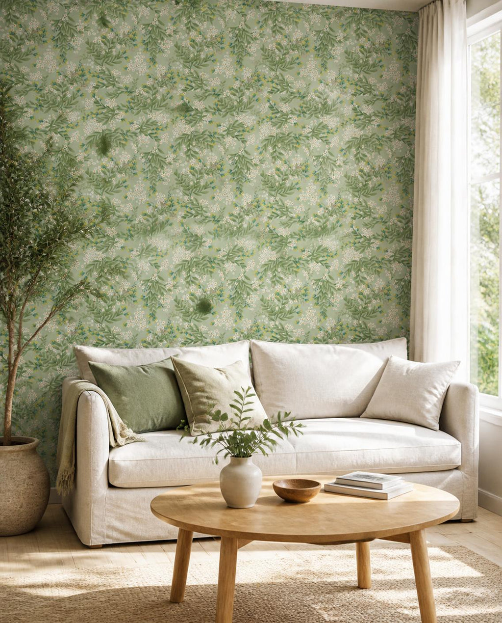 Feuillage vert tendre — Papier peint adhésif en rouleau 44 cm