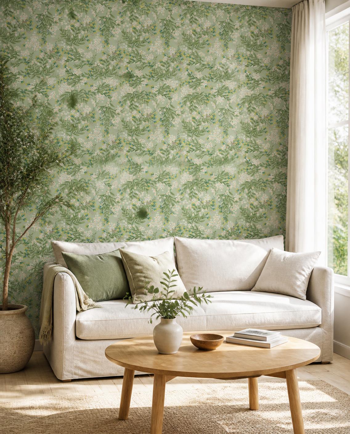 Feuillage vert tendre — Papier peint adhésif en rouleau 44 cm