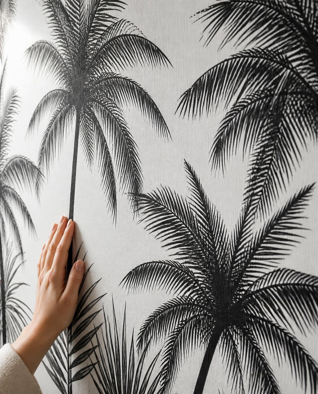 Palmiers noir et blanc — Papier peint panoramique sur mesure