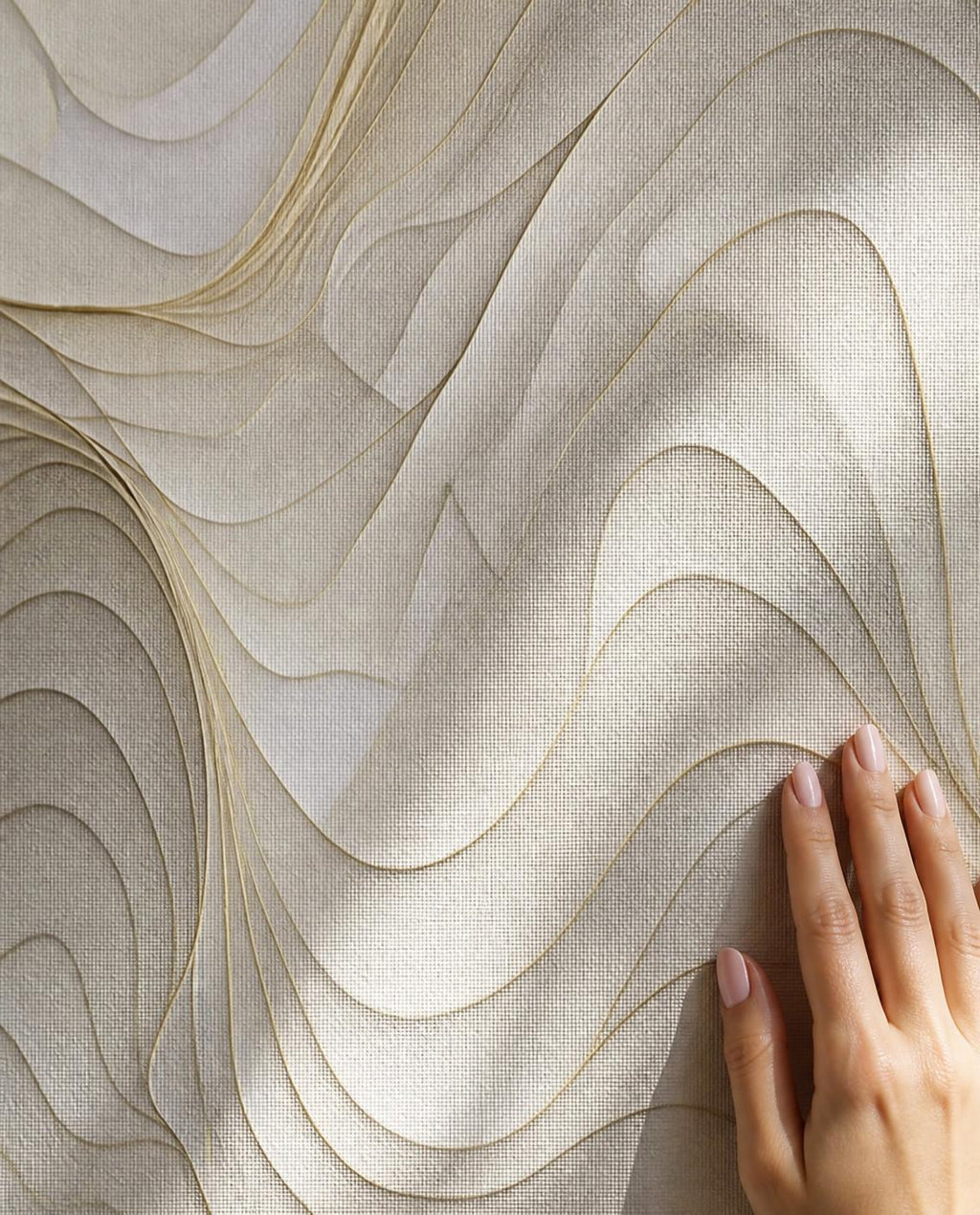 Ondes ivoire — Papier peint panoramique sur mesure