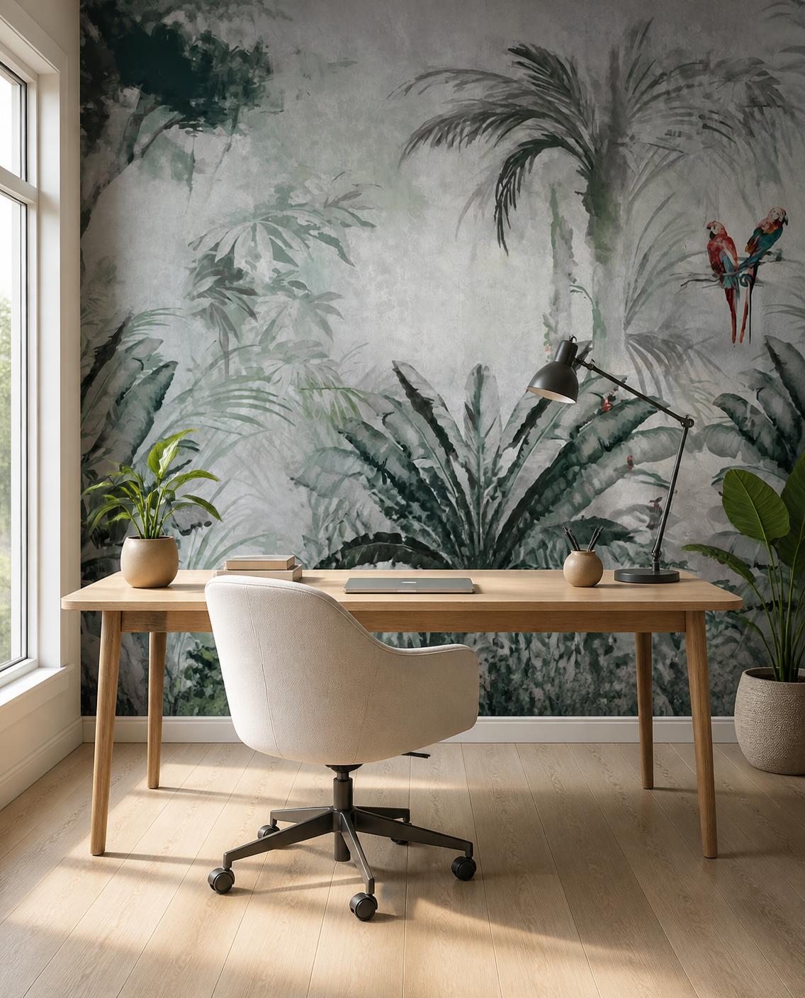 Palmes sur béton — Papier peint panoramique sur mesure