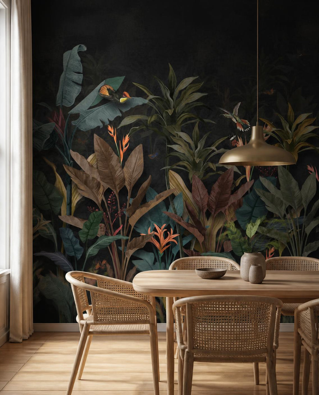 Jungle nocturne cuivre — Papier peint panoramique sur mesure