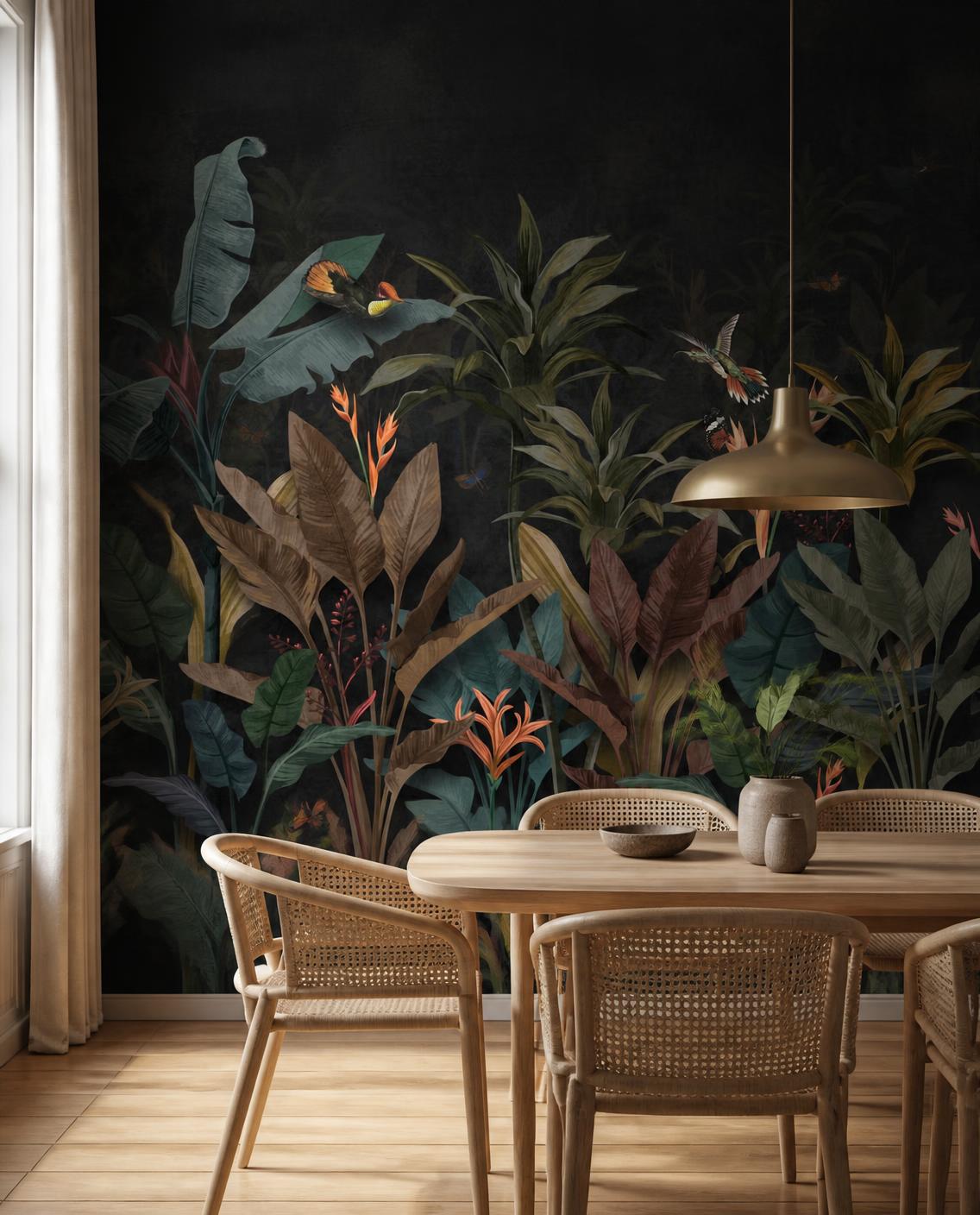 Jungle nocturne cuivre — Papier peint panoramique sur mesure