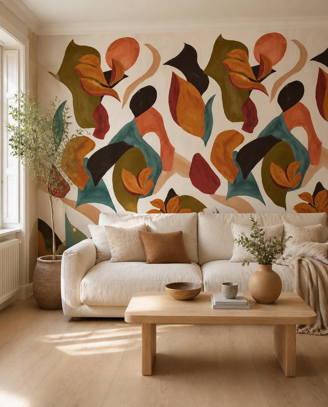 Fleurs abstraites — Papier peint panoramique sur mesure